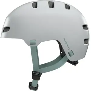 ABUS Fahrradhelm XOXO - Casque de ville au look skater - Casque pour skateboard, vélo, scooter - avec rembourrage de menton optimisé - pour jeunes et adultes - Taille L, Gris pas cher