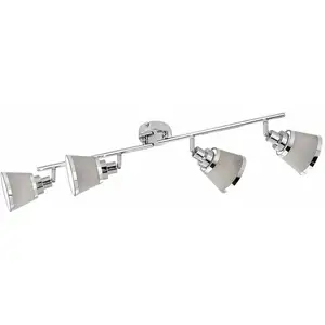 Wofi - Plafonnier, spot de plafond, spot, lampe de chambre, réglable, textile métallique, chrome, gris, 4 flammes, douilles E14, LxlxH pas cher