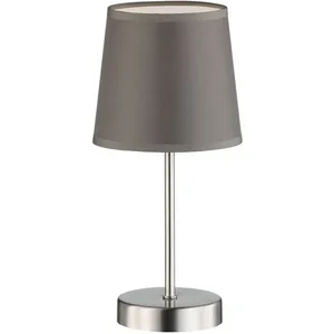 Wofi - Lampe de table, lampe de salon, lampe de chevet, lampe de lecture, lampe de table, gris, textile, métal nickel mat, 1x E14, DxH 14x32 cm pas cher