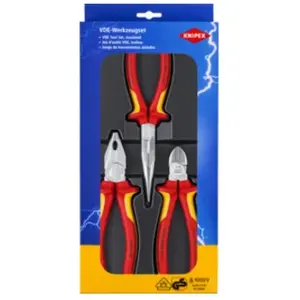Comparateur de prix : Knipex Assortiment De 3 Pinces - electricien" - Chromées - Isolées 1000v"