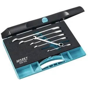 Comparateur de prix : Hazet Jeu de clés mixtes à cliquet 606N/6   Profil Traction à 12 pans extérieurs   8   19