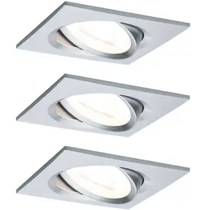Paulmann 3 spots Nova Coin carré, dimmable, alu