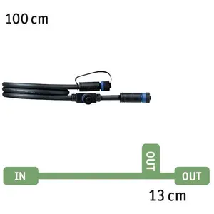 Comparateur de prix : Paulmann Cable Extérieur Plug + Shine IP68 1m 1in-2out 2x1,5qmm Noir plastique