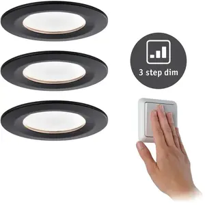 Comparateur de prix : NOVA-Kit 3 Spots encastrés fixes LED Métal Ø 7.8cm Noir Mat Paulmann Ø 7,8cm