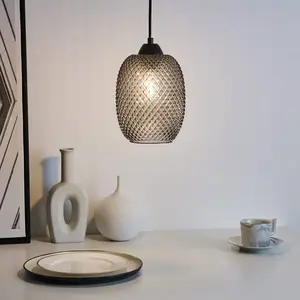 Suspension Pauleen Gleaming Glamour E27 - verre fumé/noir - 20W/230VVendu parrakuten