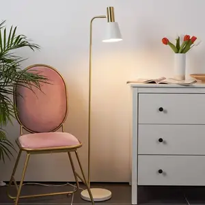 Lampadaire - Pauleen - Grand Elegance - Métal doré et blanc - H140cm - L22cm - Liseuse