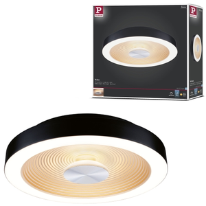 Comparateur de prix : PAULMANN Plafonnier led volea ip44  3000k 470lm 1650lm 230v 3,5w 13w gradable noir#doré