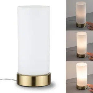 Paulmann Lampe de table Pinja avec commutateur tactile 1 lumière laiton / opale 770,55 pas cher
