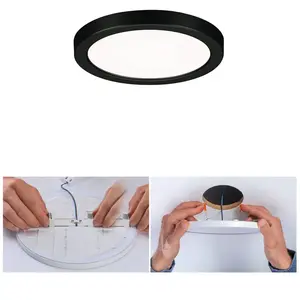 Paulmann Areo Panneau LED rond noir 4000K Ø11,8cm pas cher