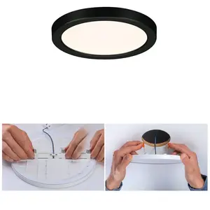 Paulmann Areo Panneau LED rond noir 3000K Ø11,8cm pas cher