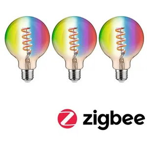 Comparateur de prix : Paulmann LED-Globe G95 Zigbee E27 6,3W RGBW 3 pièces
