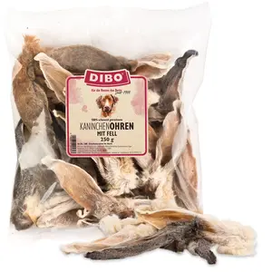 Comparateur de prix : 250 g DIBO Oreilles de lapin avec poils pour chien