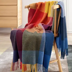 Plaid laine et cachemire à carreaux Clarence BIEDERLACK 130 x 170 cm Laine