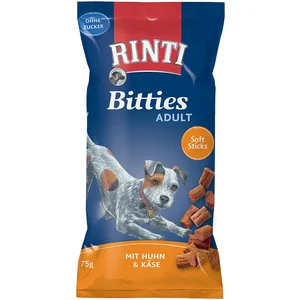 75g RINTI Bitties Adult, poulet, fromage - Friandises pour chien pas cher