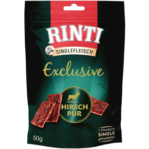 50 g RINTI Singlefleisch Exclusive Snack Hirsch Pur Hundefutter pas cher