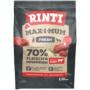 Comparateur de prix : 1kg RINTI Max-i-mum boeuf nourriture pour chien sec