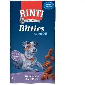 Comparateur de prix : 75g RINTI Extra Bitties Senior , poulet, dinde - Friandises pour chien