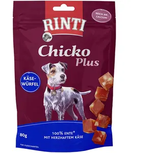 Comparateur de prix : RINTI Chicko Plus Dés de fromage & canard pour chien - 80 g