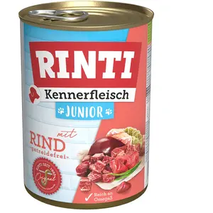 Comparateur de prix : Rinti Kennerfleisch Junior Boeuf 400 g   Vous recevrez 12 paquets/; contenu du paquet : 0,4 kg