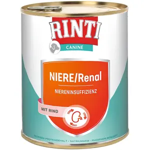 Comparateur de prix : RINTI Canine Insuffisance rénale boeuf 800 g pour chien - 6 x 800 g