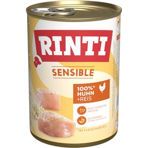 Comparateur de prix : 6x400g Sensible poulet, riz Rinti - Nourriture pour chien