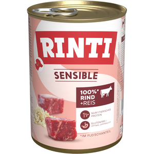 6x400g Sensible boeuf, riz Rinti - Nourriture pour chien pas cher