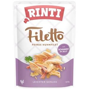 Comparateur de prix : RINTI Filetto en gelée 24 x 100 g pour chien - poulet, jambon