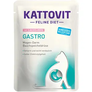 Comparateur de prix : 24x85g Kattovit Gastro saumon, riz - Pâtée pour chat