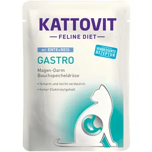24x85g Gastro canard, riz Kattovit - Pâtée pour chat pas cher