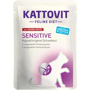 6x85g Sensitive poulet, canard Kattovit - Pâtée pour chat pas cher