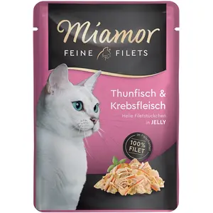 6x100g thon, crabe Filets fins en gelée - Miamor - Nourriture pour Chat pas cher