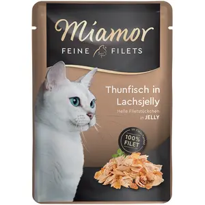 6x100g Miamor Filets fins en gelée thon, gelée de saumon - Pâtée pour chat pas cher