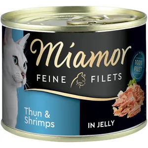 6x185g Filets Fins thon, crevettes en gelée Miamor - Nourriture pour Chat pas cher