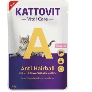 Comparateur de prix : 85g Kattovit Vital Care Anti Hairball saumon - Pâtée pour chat