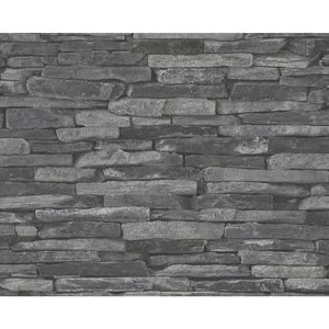 A.S. Création Papier peint intissé Wood'n Stone - 10,05 m x 0,53 m - grisaille