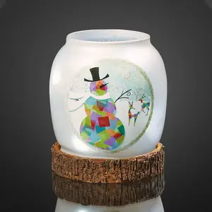 Hellum Vase en verre LED Bonhomme de neige, à pile pas cher