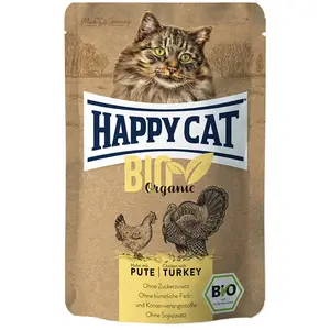 Comparateur de prix : 6x85g Happy Cat Bio poulet, dinde bio - Pâtée pour chat