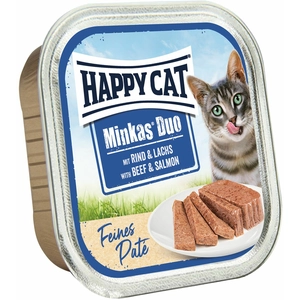 Happy Cat Minkas Duo pour chat - boeuf, saumon 16 x 100 g pas cher