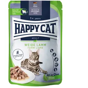 24x85g Meat en sauce agneau des pâturages Happy Cat - Pâtée pour chat pas cher