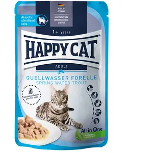 12x85g Happy Cat Meat en sauce truite d'eau de source - Pâtée pour chat