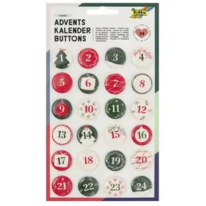folia Lot de 24 boutons de calendrier de l'Avent en métal nacré Blanc/... pas cher