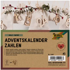 Comparateur de prix : folia 2209 - Calendrier de l'Avent Chiffres, Bois Naturel, 24 Chiffres en Bois à Suspendre