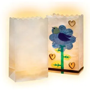 Folia lanternes Lot de 5 19 x 11,5 x 7 cm blanches pas cher