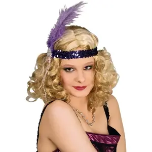 Comparateur de prix : Bandeau charleston à sequins avec plume, Violet