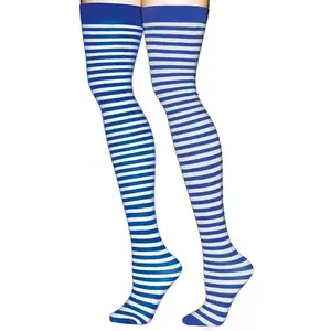 RueDeLaFete Bas bariolés Bleu/Blanc, adulte pas cher