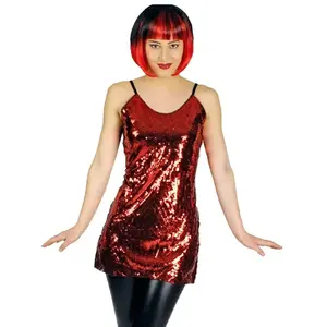 RueDeLaFete Tunique disco à sequins ROUGE pas cher