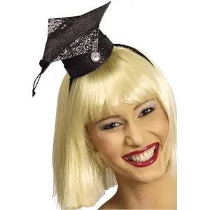 Comparateur de prix : Serre-tête mini Chapeau diplômé noir