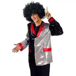 RueDeLaFete Veste disco paillettes sequin tricolore, adulte homme taille XL/XXL pas cher