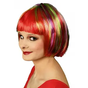 RueDeLaFete Perruque Gigi Rouge/Violet/Vert pas cher