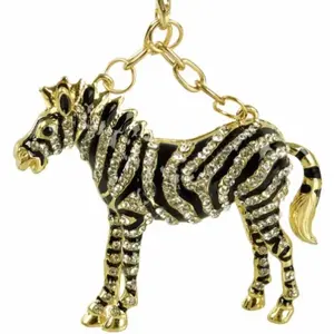 RueDeLaFete Collier Zèbre Or/Noir avec strass pas cher
